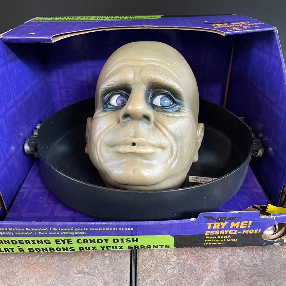 Vintage Gemmy Wandering Eye Adam’s Family Candy Dish with Animated Face